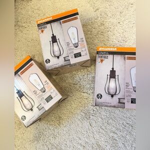 Set of 3 Sylvania ST19 Pendant Lights w/extra bulbs